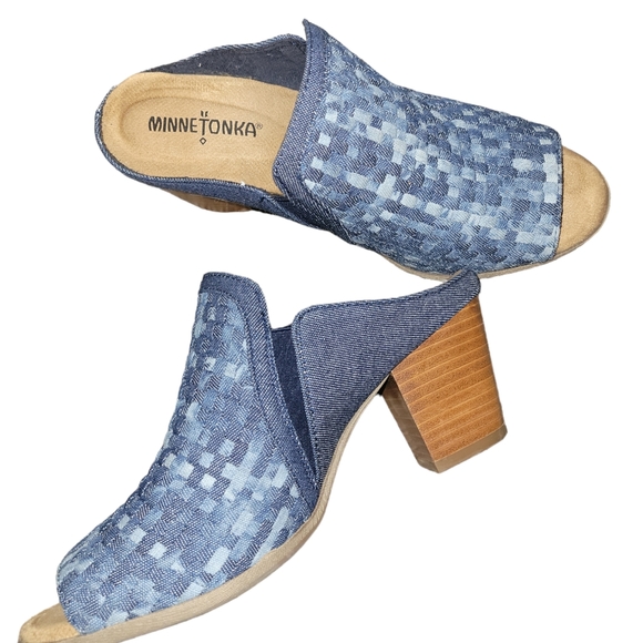 Minnetonka Mona Attached Chunky Heel Slide Sandals sz 8 - Picture 6 of 7